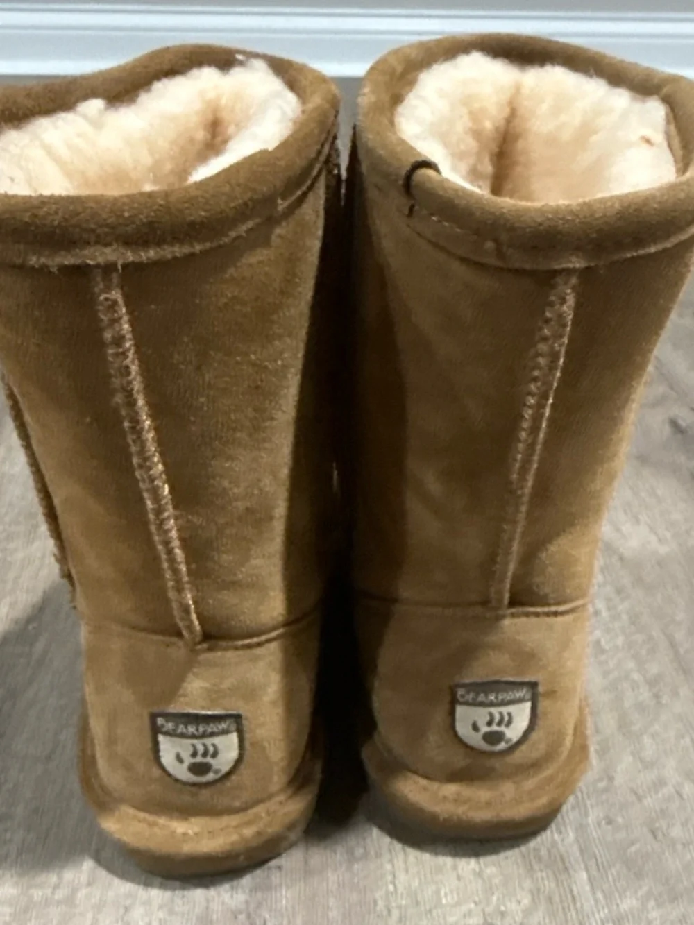 BearPaw Kids Suede Shearling Boots in Chestnut Brown
